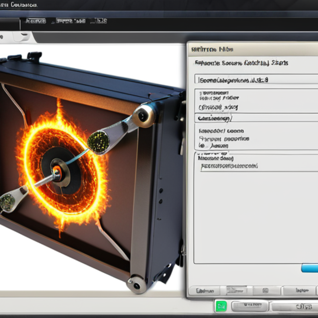 A secure Linux system, encrypted partition with LUKS, firewall configuration (iptables or firewalld), automatic updates, strong password and 2FA, security audit tools (Lynis, OpenVAS), physical security, and file integrity monitoring (AIDE). Cybersecurity concept.