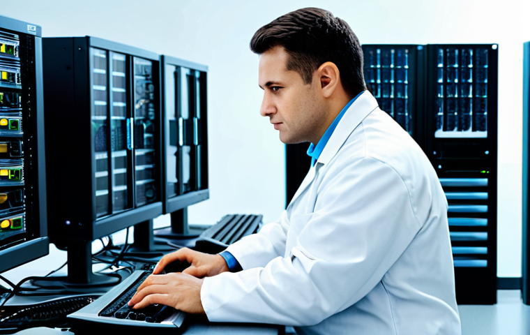 **

"A professional IT technician in a modest and clean lab coat, working at a computer station with multiple monitors displaying virtualization software interfaces. The background shows server racks and networking equipment. Fully clothed, appropriate attire, safe for work, perfect anatomy, natural proportions, professional, modern, well-lit environment."

**